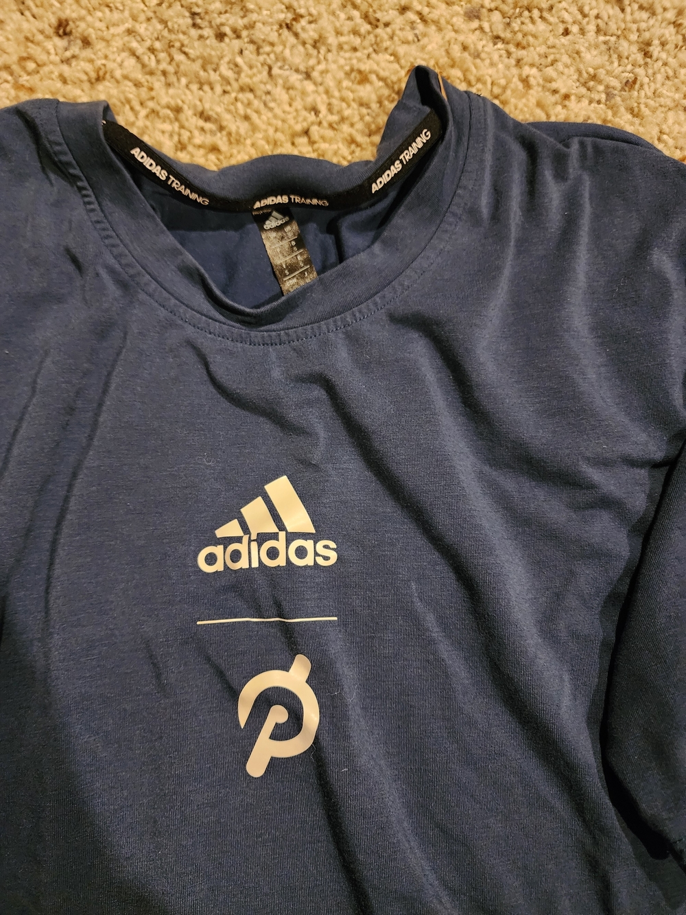 adidas Navy Blue Training Tee with White Logos
